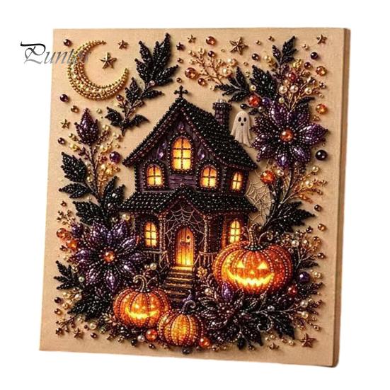 Artisanat Créatif Halloween Perles Bijoux Kit Perles Imitation, Kit Peinture DIY Citrouille Fantôme Ensemble d'Artisanat 3D pour Adultes, Murs Faits Main Idées Cadeaux Créatifs pour Fêtes