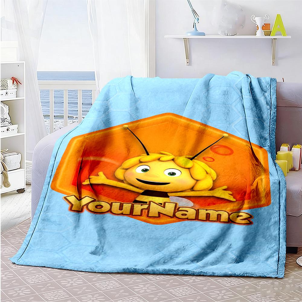 Biene Maja Personalized Text Blanket Cozy Personalized Blanket Durable Comfort Versatile for Bedding Bed Home Decor Livingroom All-Season Use