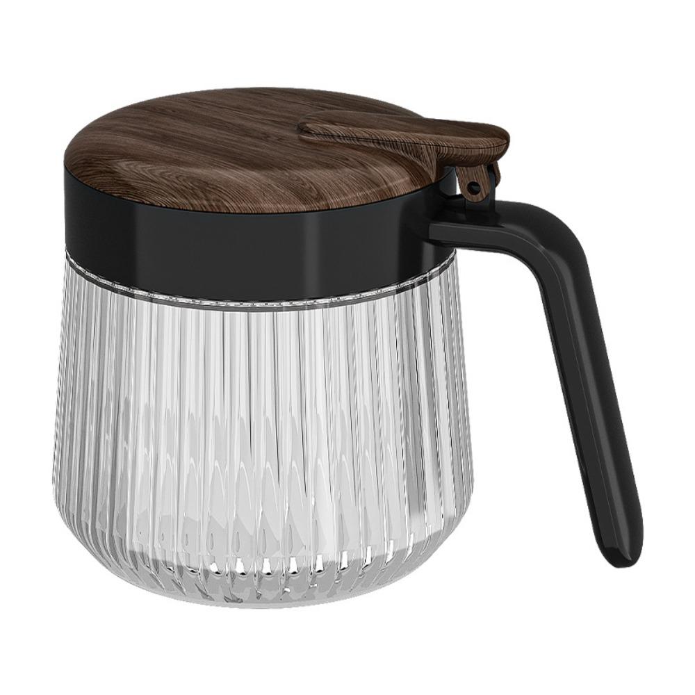 Wood Grain Lid Spices Glass Jar Glass Material Seasoning Boxes Seasoning Container  Kitchen Storage