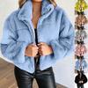 Women S Faux Fur Zip Up Stand Collar Long Sleeve Winter Coat