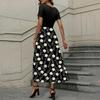 Women's Fashion Casual Short Sleeve Round Neck Splicing Floral Print Elegant Temperament Dress