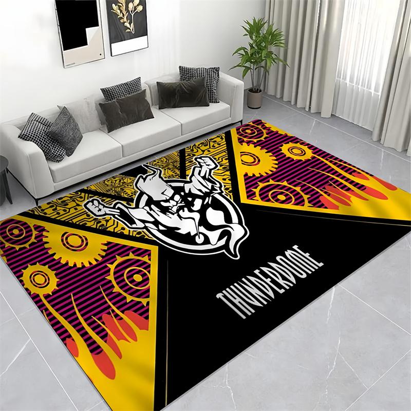 Stylish Cartoon Fighter Inspired Carpet, Red & Black Action Floor Rug