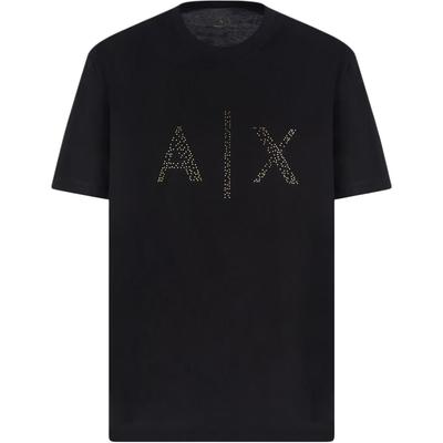 Cotton Rhinestone Logo Round Neck Short Sleeve T-Shirt Men Tops Black XM000325-AF10364-UC001