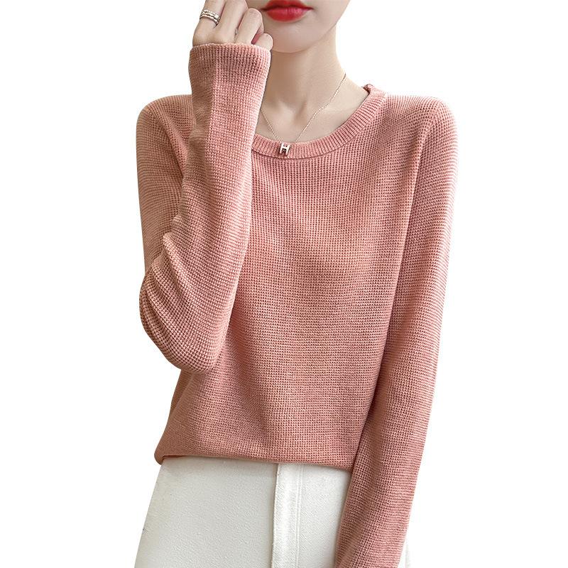 Round Neck Sweater Women's Autumn and Winter Slim Thin Long-sleeved Knitted Bottoming Shirt