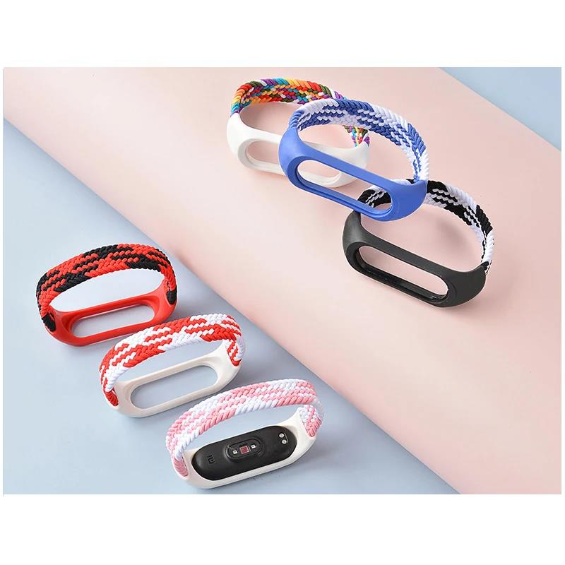 Braided Strap for Xiaomi Mi band 7 6 5 4 3 nfc miband Watch replacement belt elastic watchband Bracelet correa Mi band 7 Bands 3