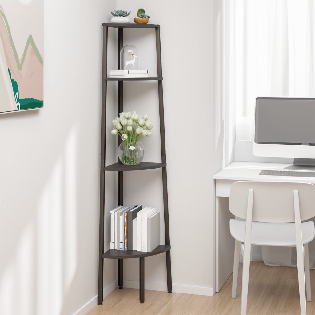Corner Shelf with 4 Shelves Black 45.5 X 31.5 X 150 Cm