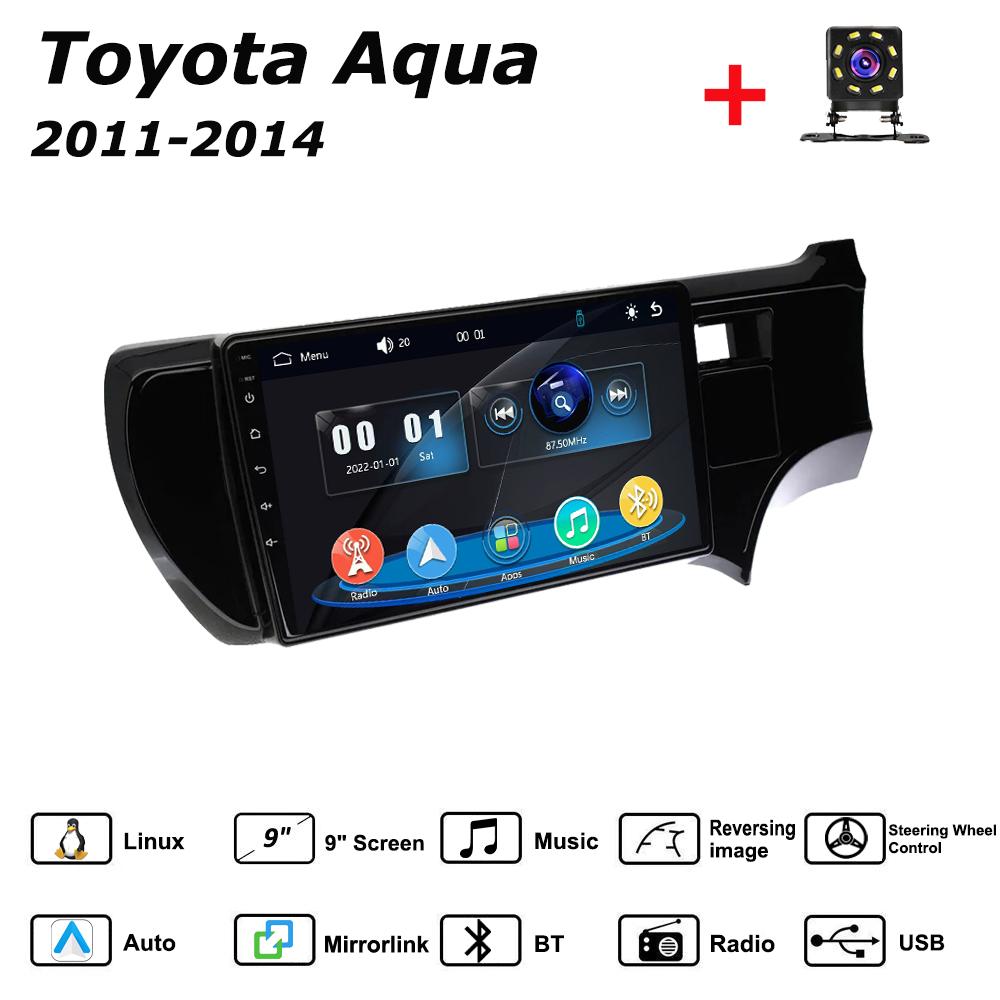 Car Radio Multimedia MP5 Player Head Unit Stereo BT For Toyota Aqua 2011-2014 чёрный