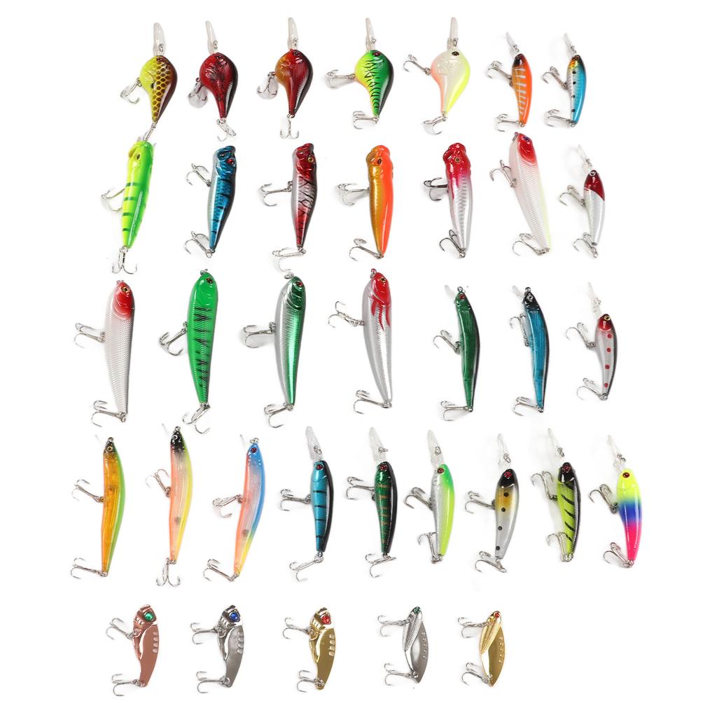 35Pcs Simulation Hard Bait Mixed Minnow Fishing Lure Kit Minnow Lure for Freshwater Saltwater Boat Fishing