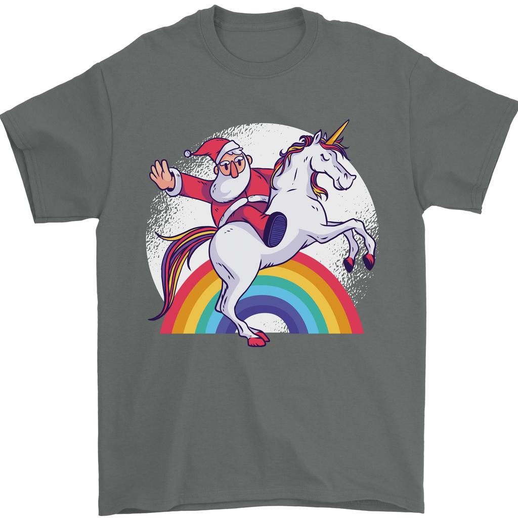 Santa Claus Riding a Unicorn Christmas Xmas Unisexs TShirt 100 Cotton
