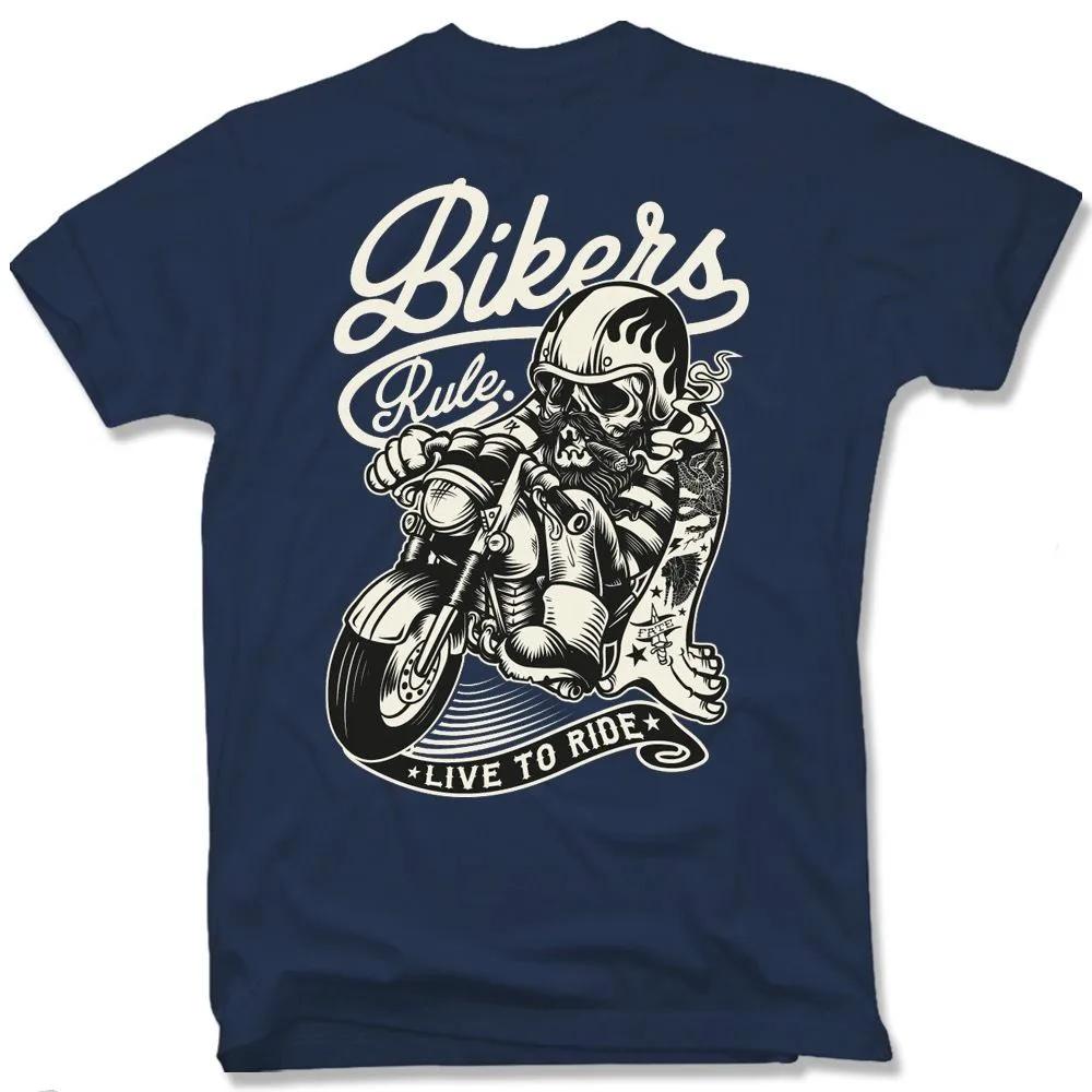 High Quality Soft & Comfortable Tees Live To Rider Biker Motorcycle Skull 100% Cotton Short Sleeve T-Shirts size S-3XL