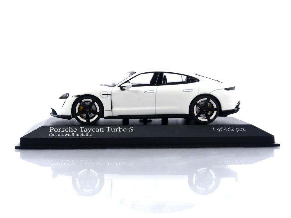MINICHAMPS Scale Porsche Taycan Turbo S 2020 White Metallic Finished Diecast Model Car 410068476 1/43