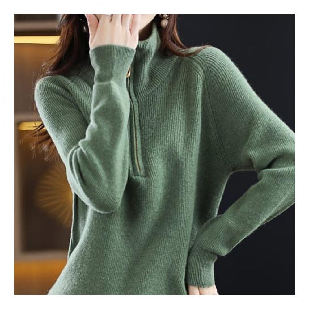 Navava Men Soft Mock Neck Zip Up Long Sleeve Knit Nk1955
