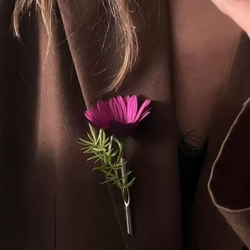 Blumenstielhalter Brosche Pin Silberfarben Metallstielhalter für künstliche Blumen Floristik Zubehör Geeignet für Basteln und Dekoration