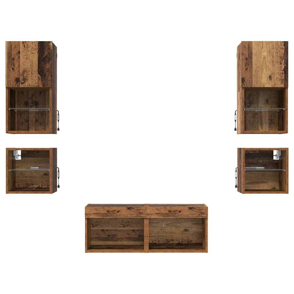 TV Wall Units 8 pcs Reclaimed Wood Particleboard