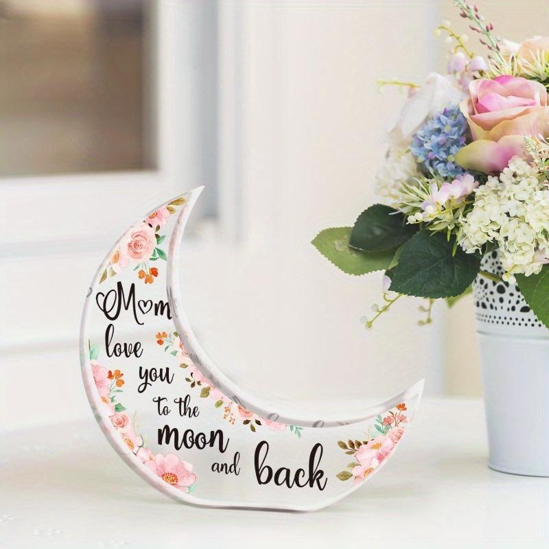 Unique Christmas Gifts for Mum - Moon Shaped Acrylic Plaque, Special Presents for Mum from Daughter & Son