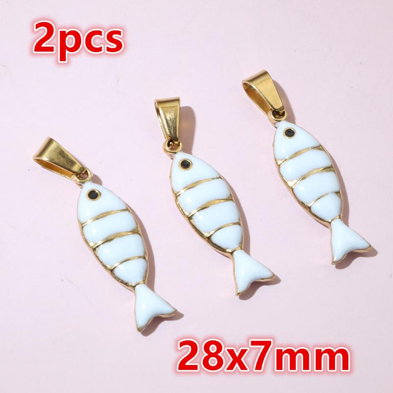2-4pcs Enamel Stainless Steel Flower Coral Fish Charms Pendant DIY Jewelry Making Accessories Findings for Necklace Earrings