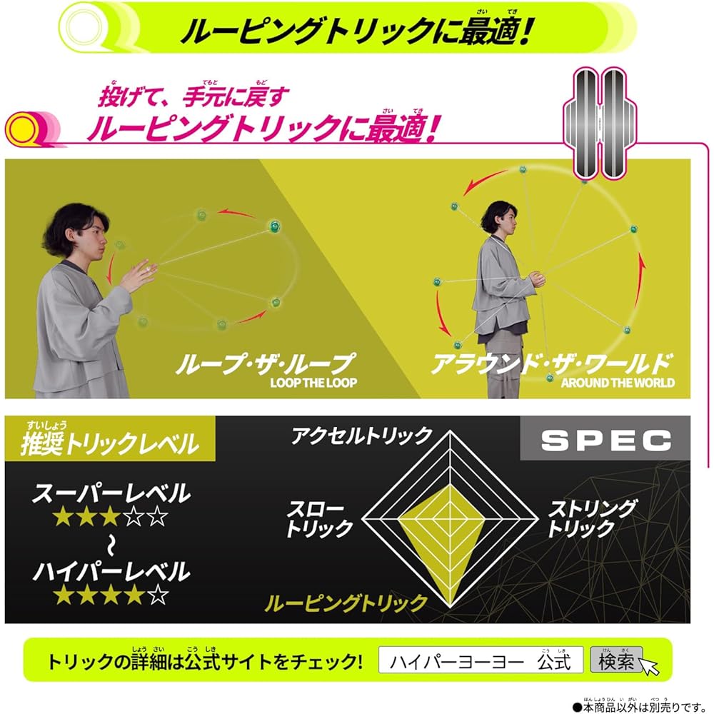 Bandai Hyper Yo-Yo Accel Funny Bunny Toy with Looping Feature and Durable Design