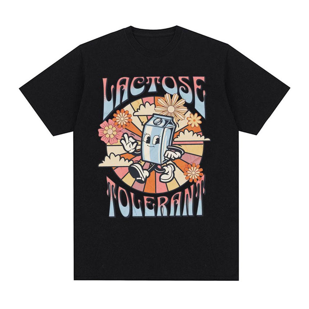 Lactose Intolerant Funny Meme Tee Shirt Men Women's Vintage Casual Short Sleeve T-shirt 100% Cotton Oversized Humor T Shirt Tops