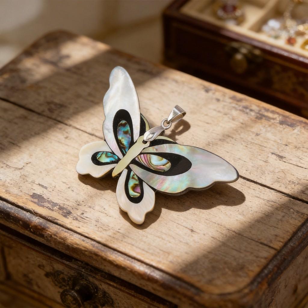 Shell Pendant Necklace With Mixed Abalone And Black Beads For Fashion Jewelry Enthusiasts
