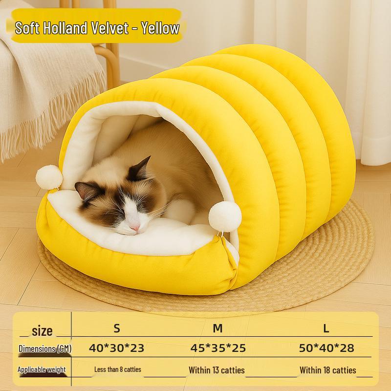 Cute Caterpillar Cat Bed Warm Sofa for Small Pets - Ideal for Autumn/Winter