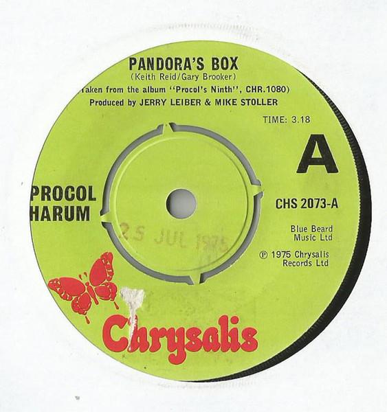 

7inch Record PROCOL HARUM - Pandora s Box CHS2073PROMO Chrysalis 1975 UK Rock Used