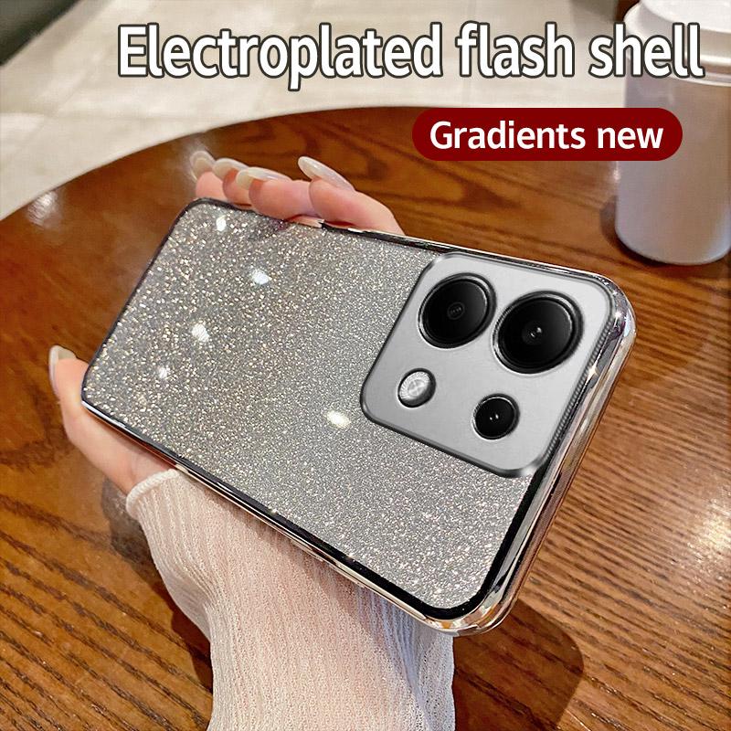 For Xiaomi Redmi Note 13 4G Case Redmi Note 13 4G Phone Case Shiny Glitter Plating Silicone Camera Lens Soft Back Cover