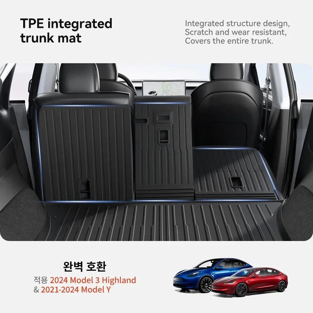 For New Tesla Model Y Launch 2025+ Juniper 2025+ TPE Floor Mats & Cargo Liner, All Weather Trunk Mats Floor Liner Backrest Mats