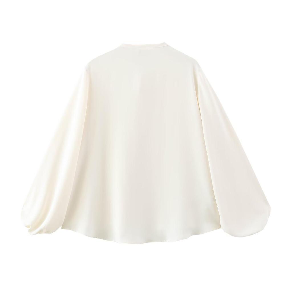 TAOP&ZA Spring Women's Casual Puff Sleeve Button-Up Shirt