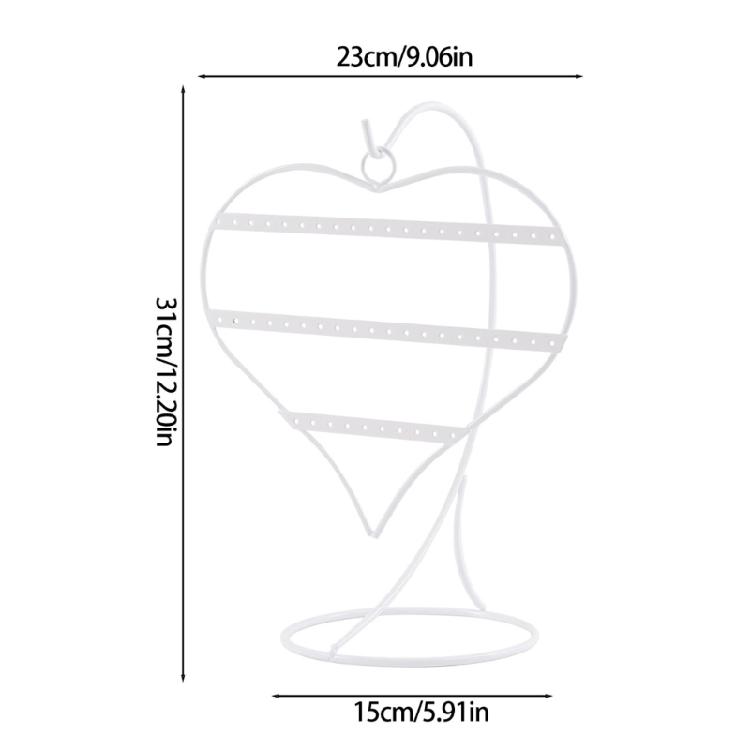 Decorative 50 Hole Heart Shape Iron Jewelry Stand Earring Organizers Desktop Display for Earrings Home Store Presentation