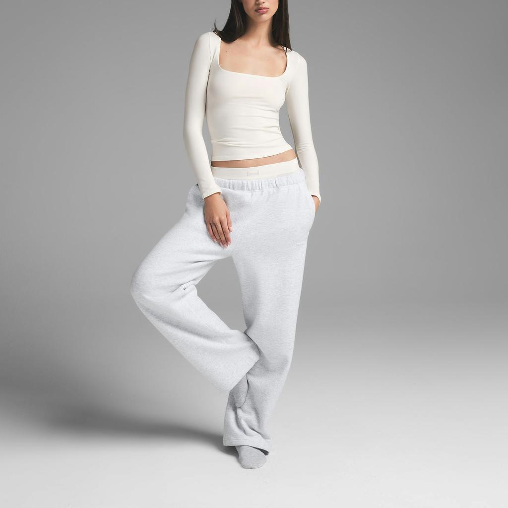 SKIMS Fitted Crew Neck Casual Plain Knit Long Sleeve T-Shirt Women tops Marble LS-LST-7908W-MBL