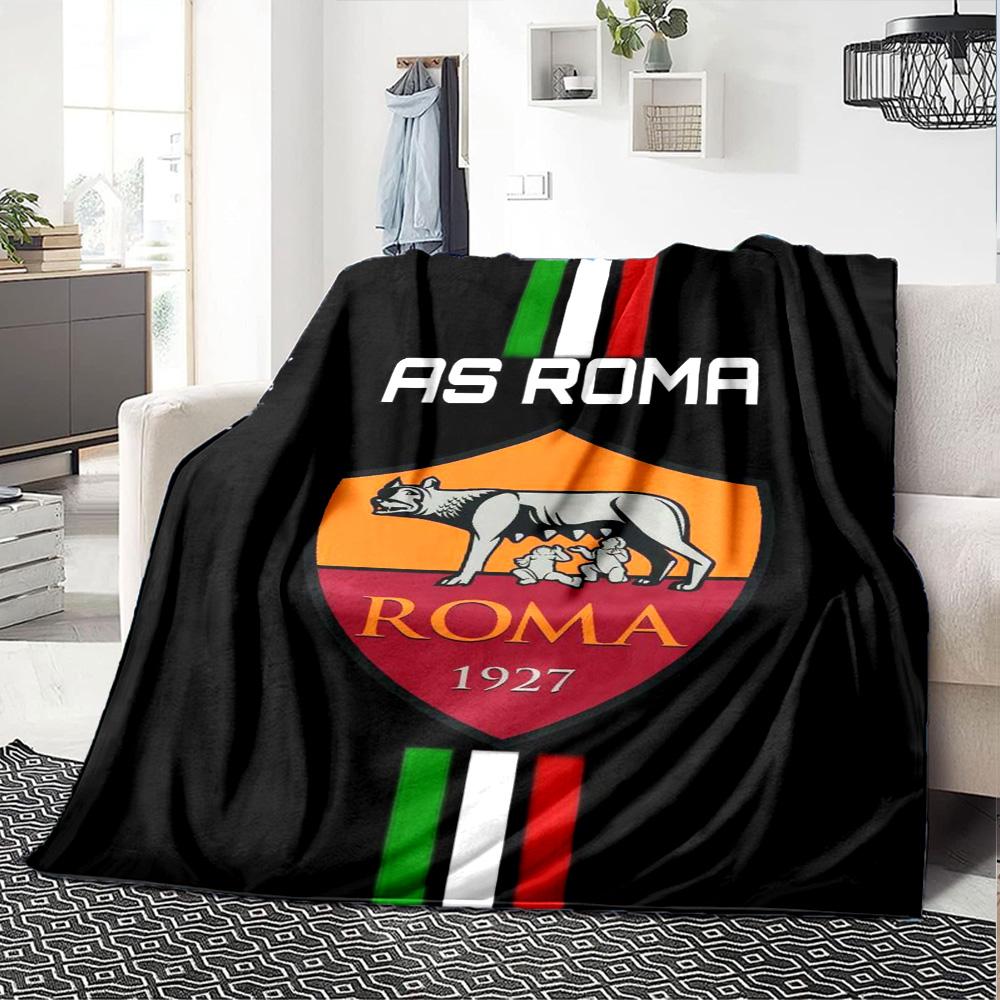 Coperta in Flanella con Stampa Logo AS Roma Alta Qualità Calda Confortevole Coperta per Tutte le Stagioni Perfetta per Regali Decorazione per la Casa