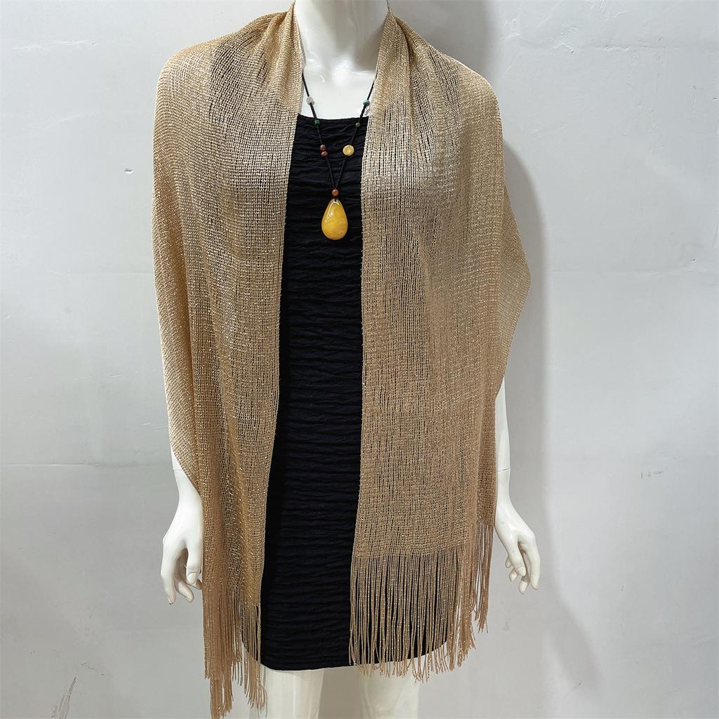 Rayon Scarf, Gold And Silver Silk Flat Scarf, Thin Shawl, Bag Head Scarf, Polyester Scarf, Multi-Color.