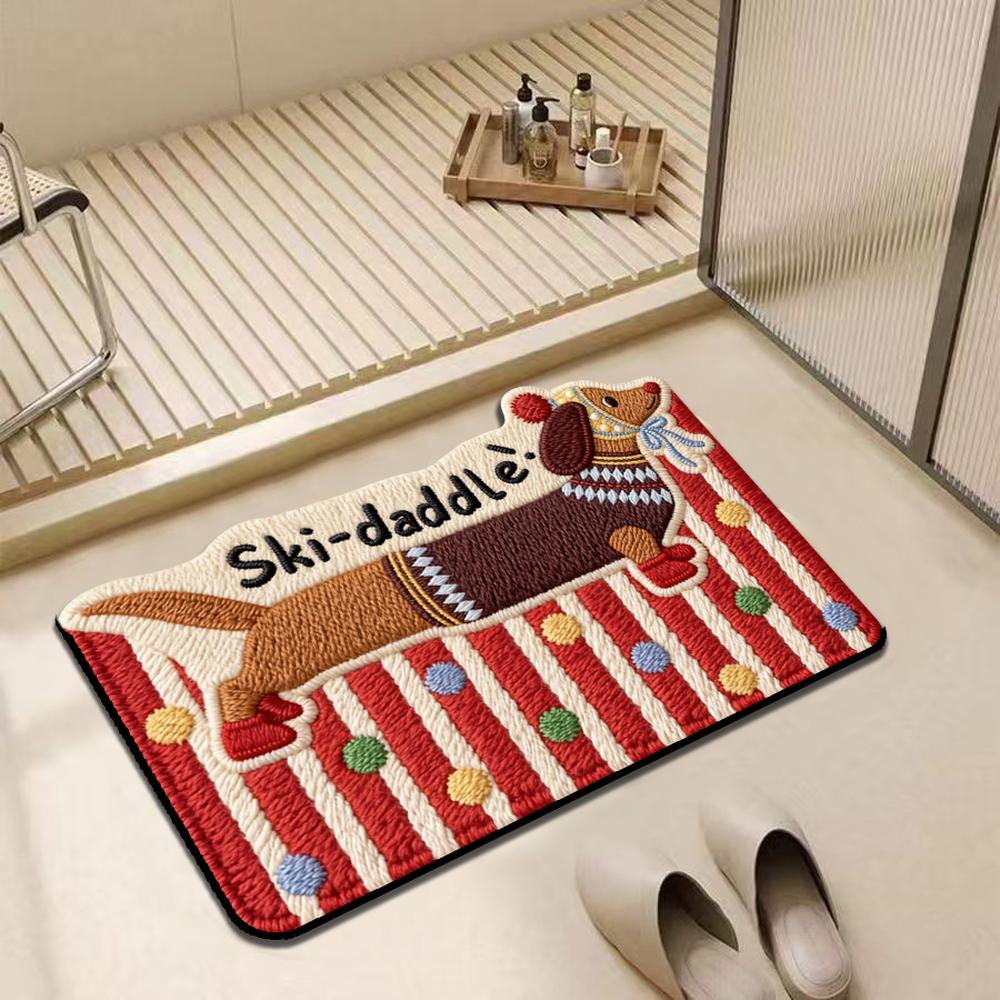 Cute Dachshund Dog Bath Mat Non Slip Absorbent Welcome Floor Rug for Bathroom Entryway Decor