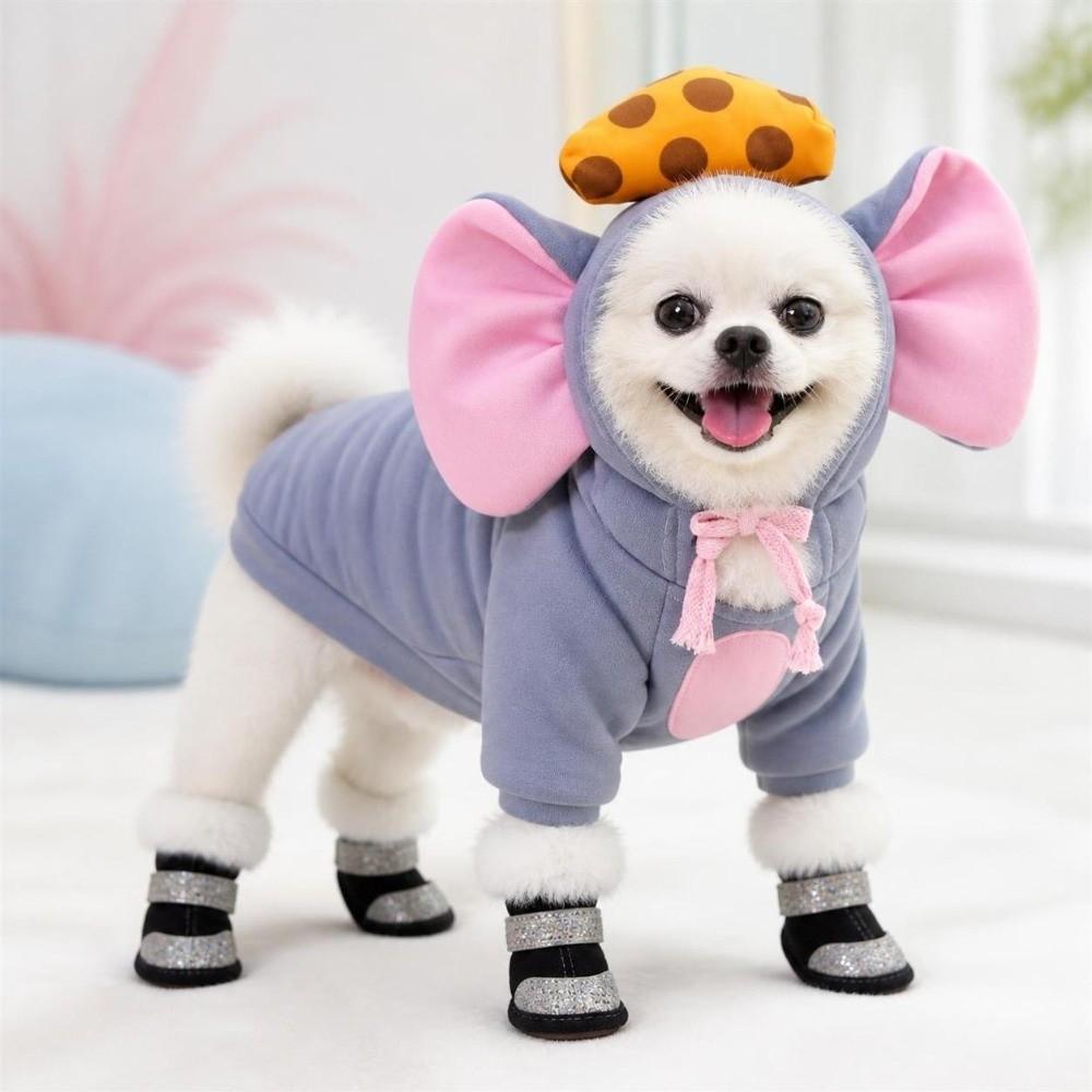 4Pcs Anti-slip Winter Dog Shoes Warm Cats Puppy Socks Fashion Dog Footwear Puppy