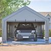 Garaj-Cort pentru Toate Vremea 6x4x3 m cu Husă Impermeabilă pentru Peretele Lateral, Uși-Ferestre Rolabile, Protecție UV pentru Mașină, Depozitare Grădină, cu Ferestre, Gri