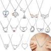 Exquisite Infinite Love Pink Heart Double Pendant Necklace New In 925 Silver Necklace Women Jewelry Anniversary Gifts