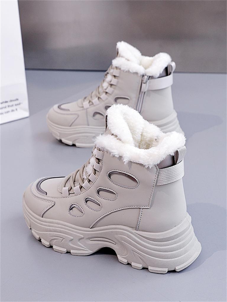 TUINANLE Winter Women's Plush Cotton Thick-Soled Dad Shoes - Warm & Sporty Super Plush Sneakers Ladies