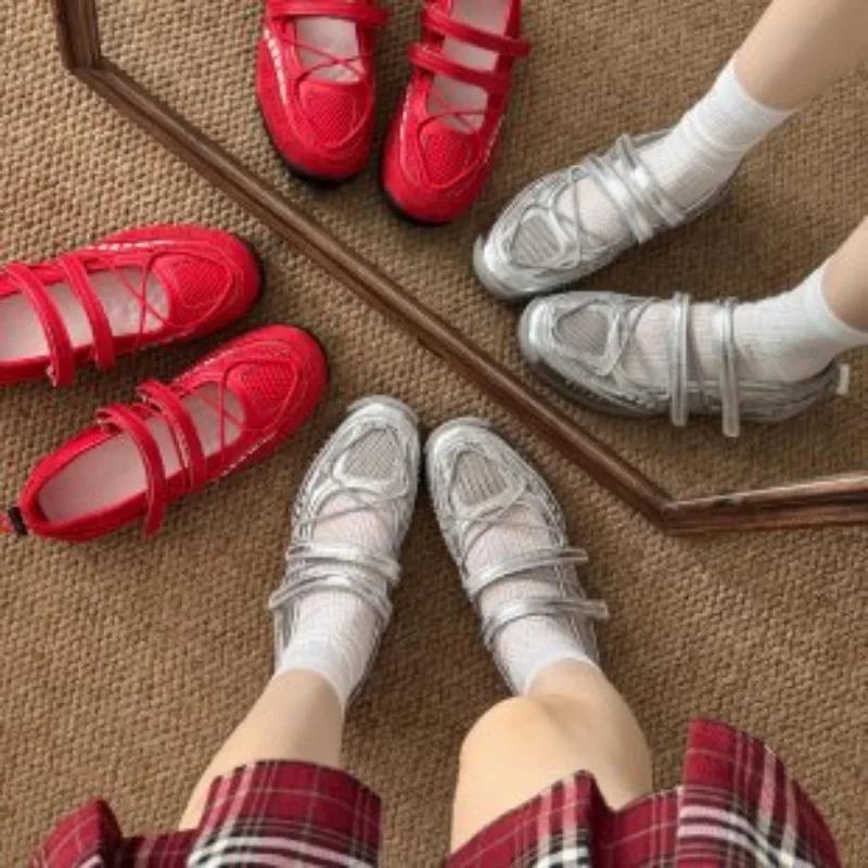 Fashion 2025 New Soft-soled Non-slip Single Shoes Mesh Breathable Casual Women's Sports Mary Jane Shoes