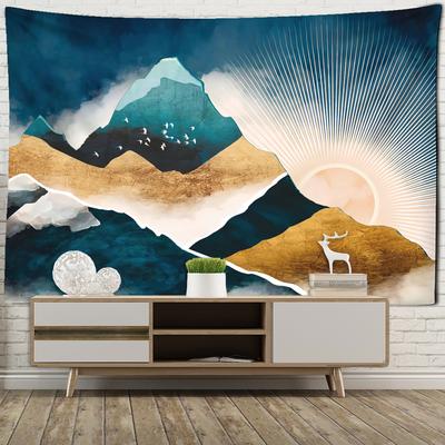 Sunset Impression Oil Painting Tapestry Wall Hanging Boho Style Psychedelic Witchcraft Home Decor Background Cloth