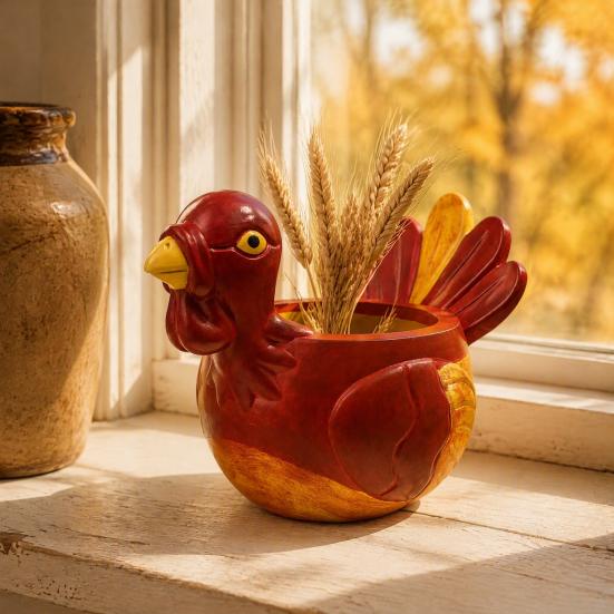 Truthahn-Ornamente für Thanksgiving Handbemaltes Harz-Ornament Thanksgiving, Herbsternte Schreibtischaufbewahrung Feierliche Party Tischdekorationen Organizer,