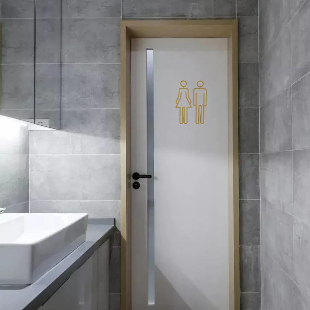 Acrylic Adhesive Backed Men's and Women's Bathroom Sign, Bathroom Door Signs, Restroom Signs for Business,Bathroom Signage (Golden)