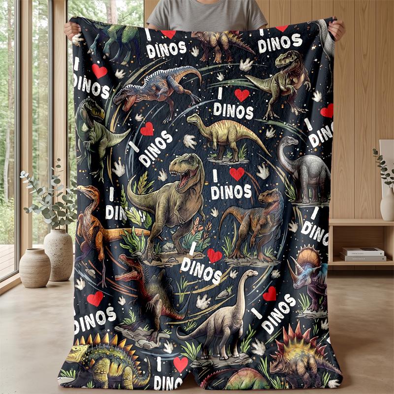 Dinosaur Fantasy Warriors Blanket Personalized Name Flannel Blanket Soft Cozy Plush Throw for Sofa Bed Lightweight Home Decor