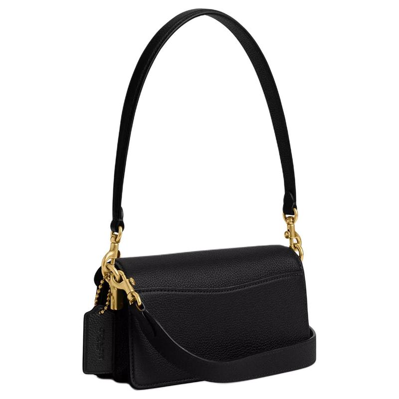 Coach Tabby 20 logo di marca chiusura a scatto borsa a mano tracolla in pelle martellata lucida piccola da donna nera
