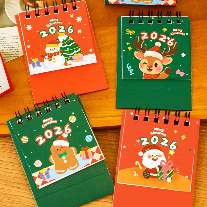 2026 Mini Cartoon Desk Calendar Cute Christmas Calendar Portable Pocket Calendar Schedule Desktop Decoration Christmas Gifts