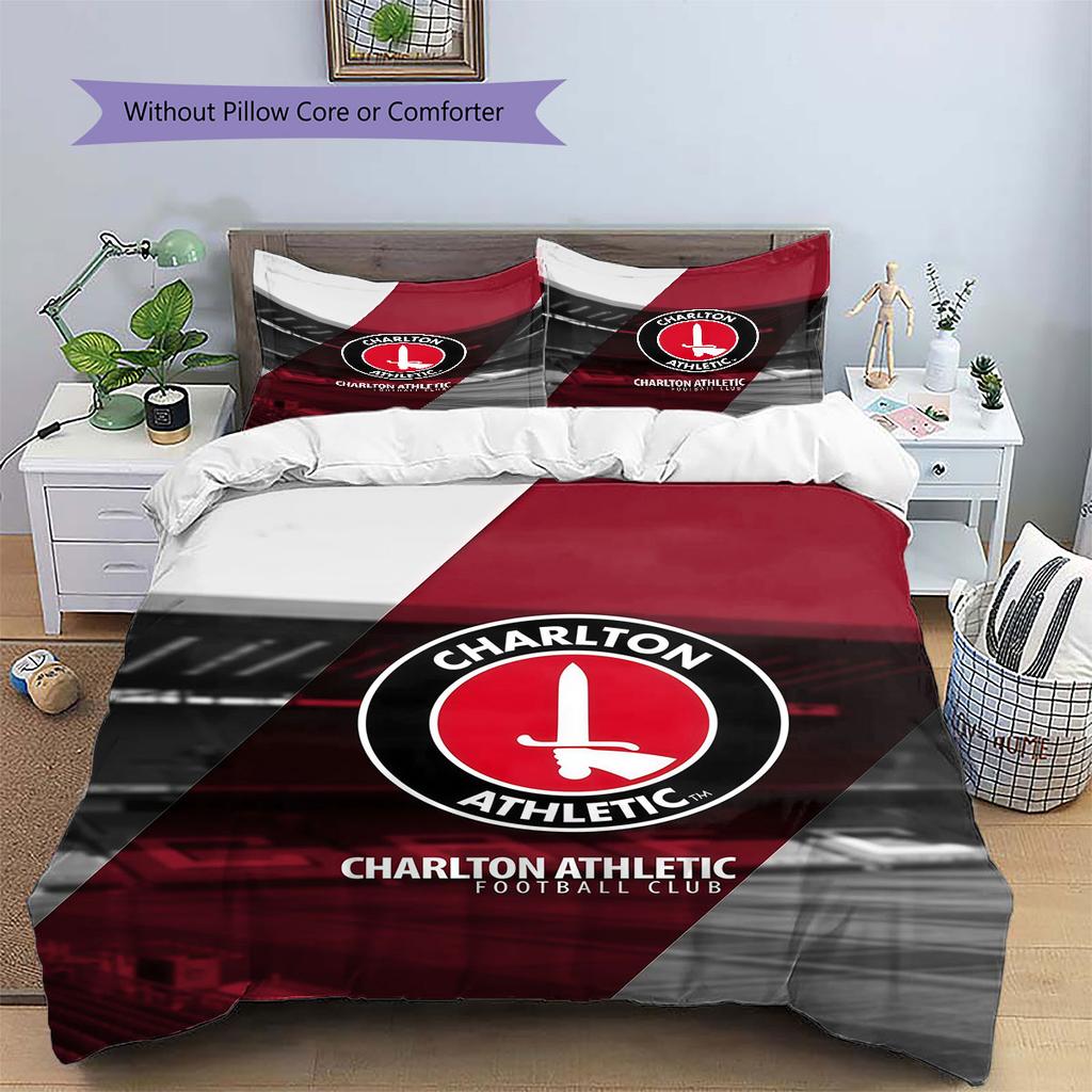 Charlton Athletic FC Pattern Bedding Home Decoration Birthday Gift ( 1 duvet cover + 2 pillowcase, without core),fan merchandise.