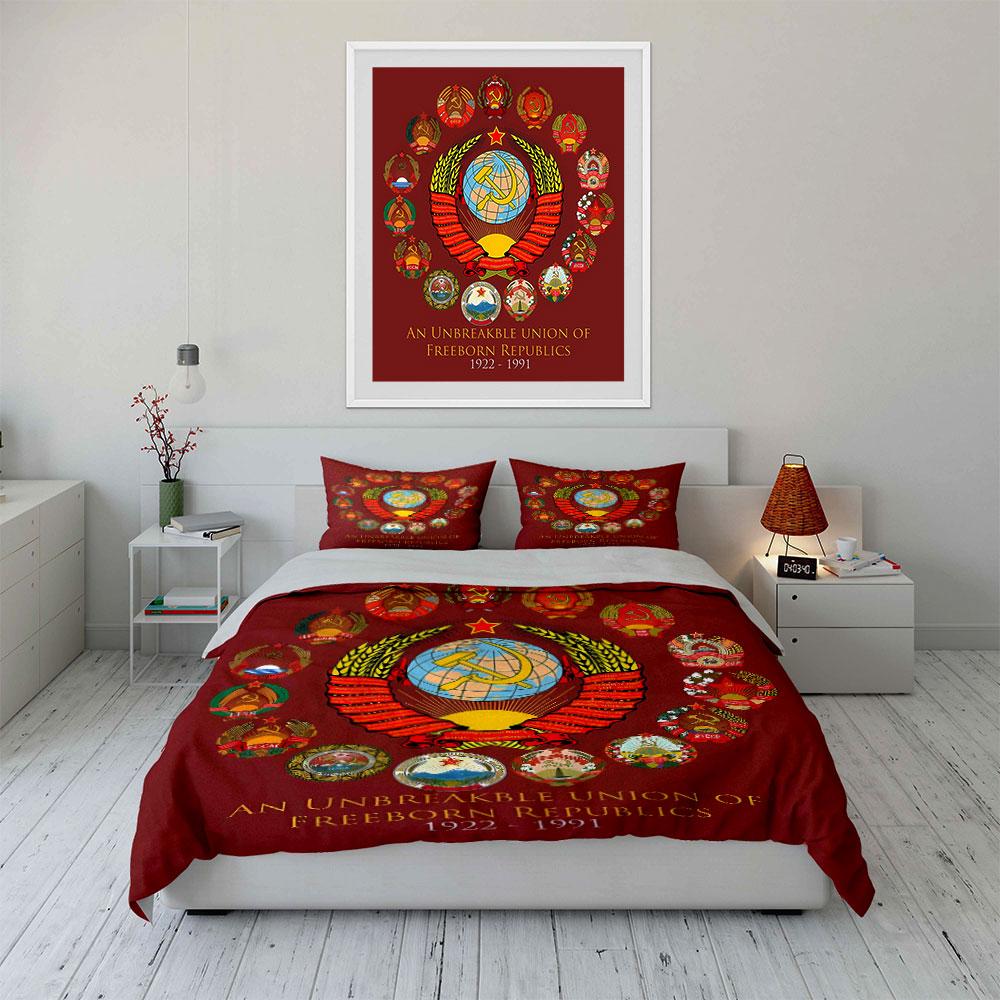 Sickle, Hammer, Star Emblems. Bedding Sets Duvet Cover Sets Duvet Covers Pillowcases(1* Duvet Cover 2* Pillowcases Without Duvet Insert)