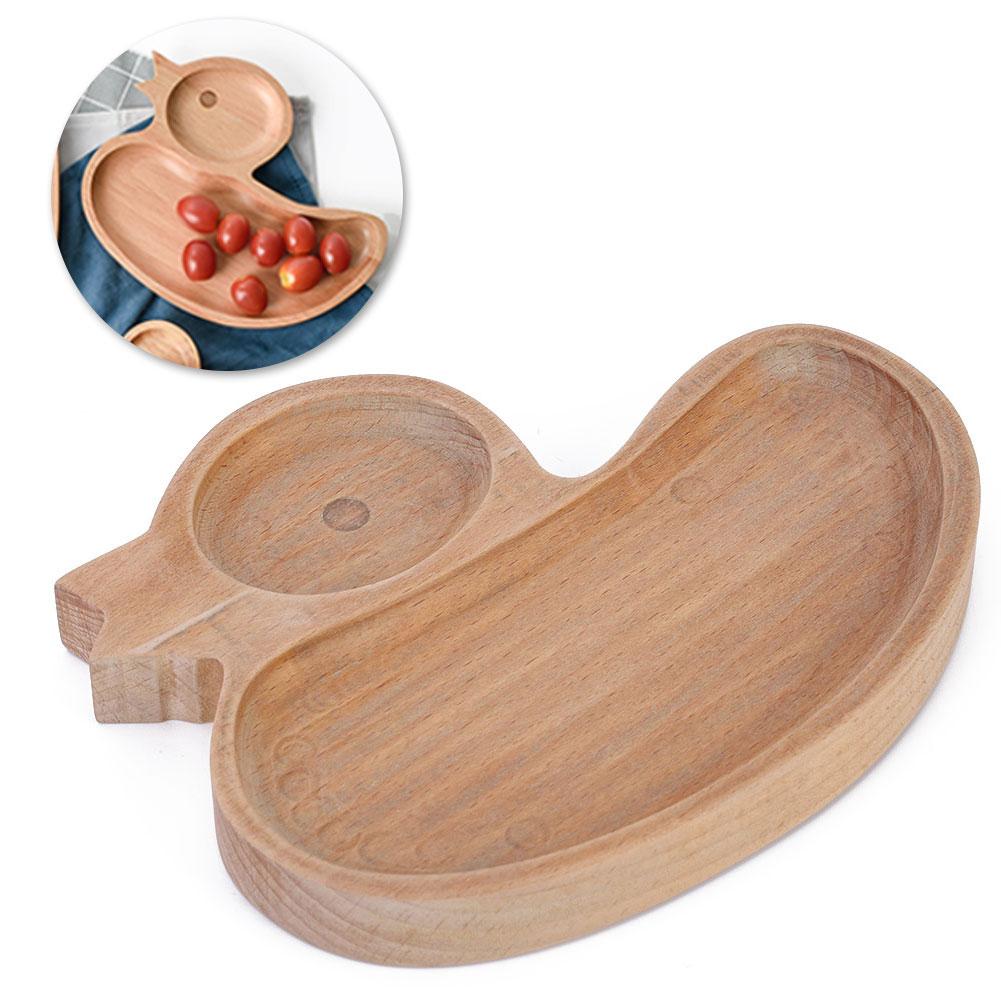 Wooden Cute Plate Divided Dish Bowl Food Serving Tray for Kid ChildrenDuck