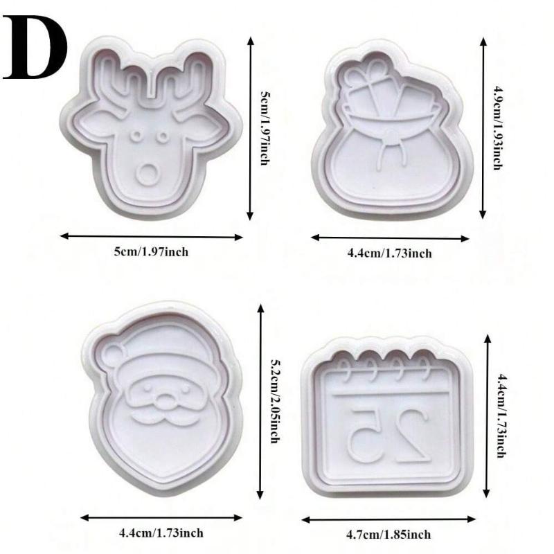 Christmas 3D Cookie Cake Plunger Cutter Santa Claus Snowman Elk Cookie Stamp for Biscuits Fondant Sugarcraft Decor Baking Tools