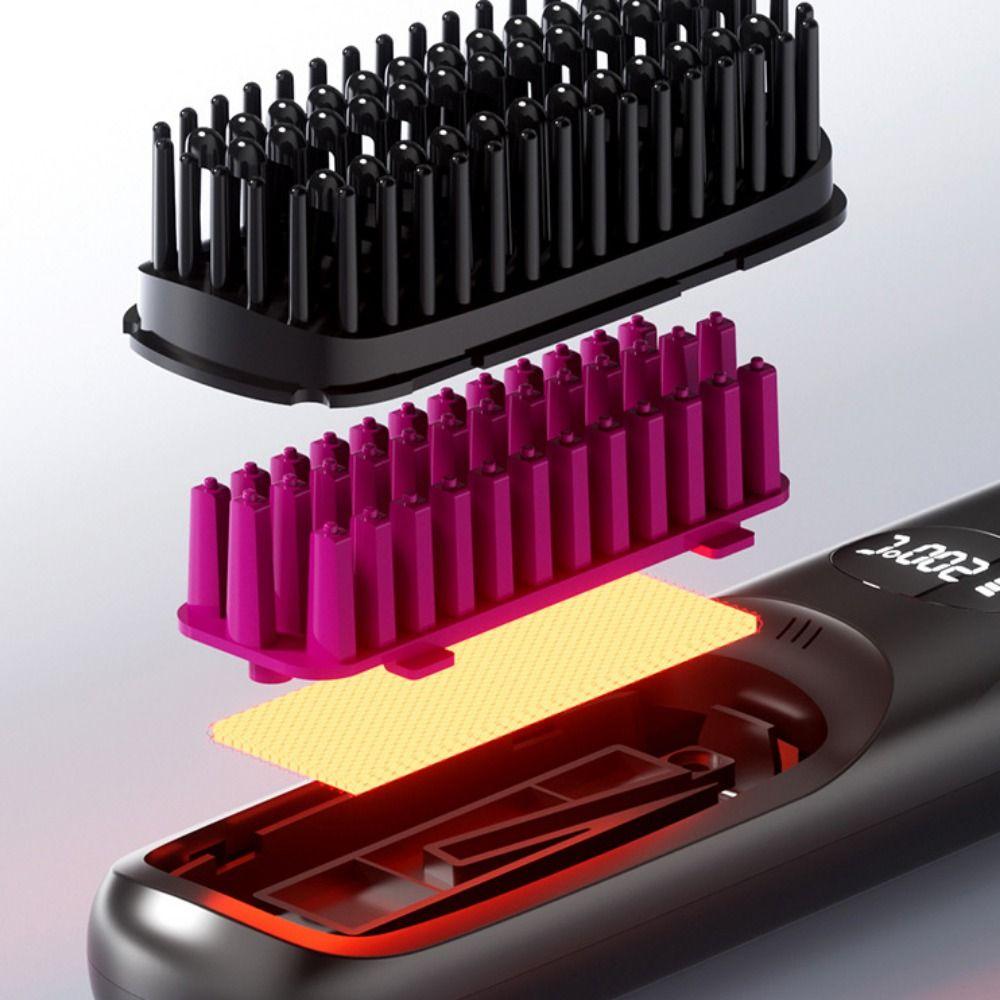 Anti-Scald Protection Electric Hair Straightener Brush Negative Ion Styling Tool  Personal Care