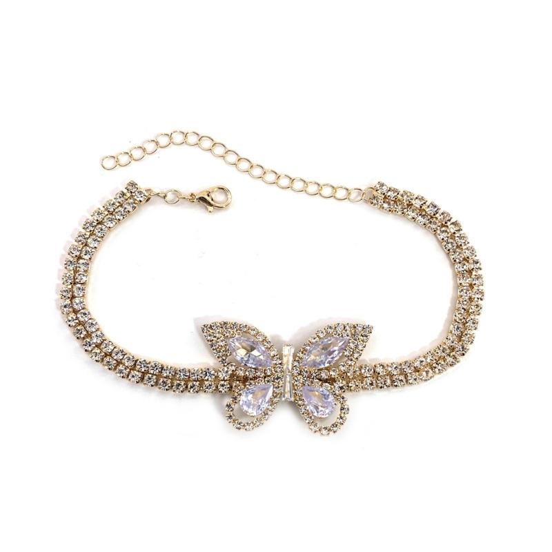 Fashionable Zirconia Butterfly Bracelet Comfort Fit Korean Styles Fashion Accessory for Casual or Formal Occasions